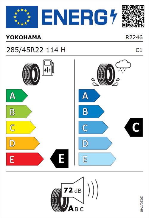 Tyre Label for Yokohama Geolandar-G015 285/45R22 114H